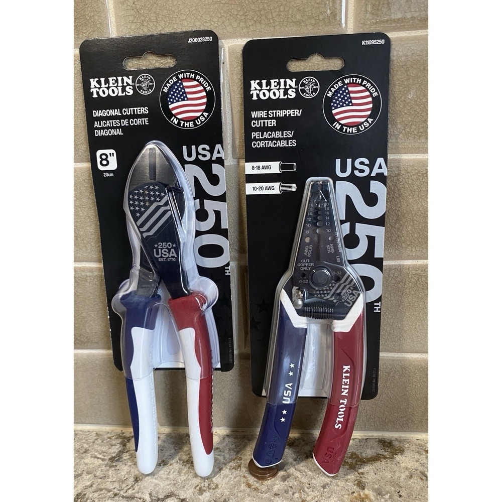 MINT Klein Tools 250th Anniversary SET: Diagonal Cutter & Wire Stripper USA